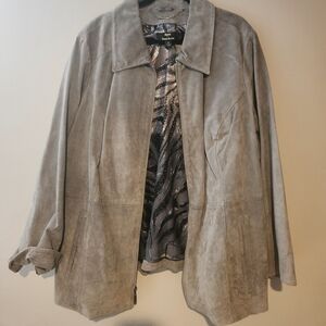 Dennis Basso Light Gray Suede Jacket